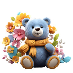 3D Teddy Bear Illustration, Generative AI