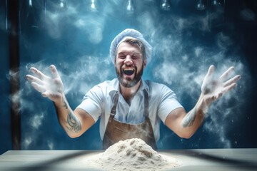 Baker Claps with Flour in Motion