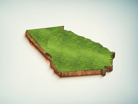 High-quality Georgia 3D soil map, Georgia 3D soil map render.