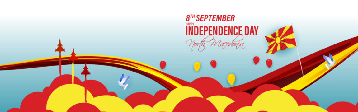 Vector illustration of North Macedonia Independence Day social media story feed template