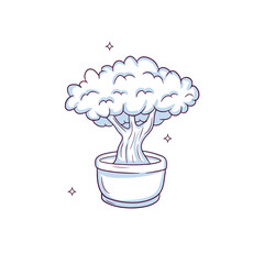 Hand drawn bonsai tree. Doodle Sketch Vector Illustration