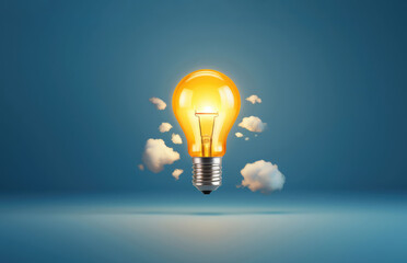 Idea lightbulb in a blue sky with clouds