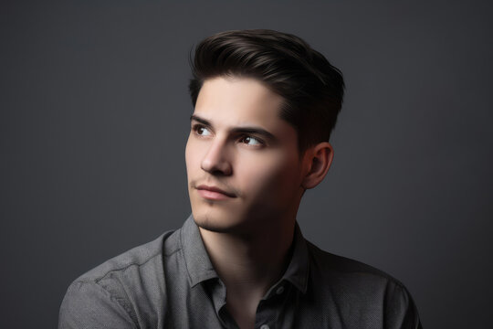 Motivated handsome guy thinking