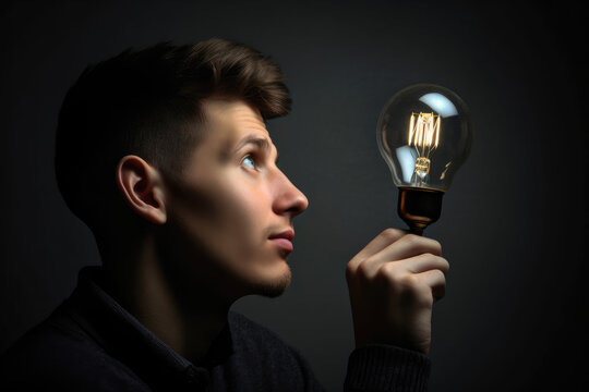 The smart guy holding idea lightbulb