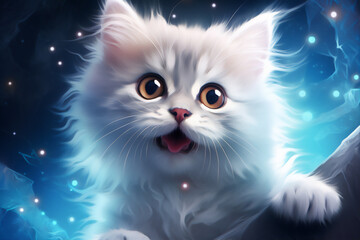 wefie cats with smile and happy face, cute fluffy, hyper realistic, beautiful dreammy light, bright eyes, super cute face, funny face, fish eye lens.