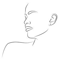 Portrait by line. Drawing of a woman.