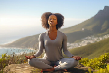 Fototapeta premium Mountain Meditation: Finding Peace in Nature's Gym