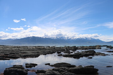 Seaward Kaikoura ranges with beautiful snow covered mountains
