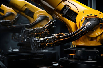 Modern Technology, Evolving Machines Capture close-up shots of robotic arms or machinery in motion, showcasing AI-driven automation.