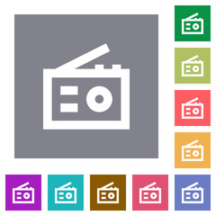 Retro radio square flat icons