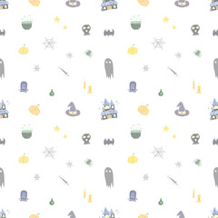 Seamless Halloween pattern. Doodle Halloween background