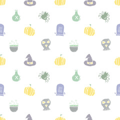 Seamless Halloween pattern. Doodle Halloween background