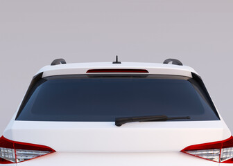 Car back view mock up. Template for your sticker, advertising, logo. Close-up. Copy space. Decal mockup. Empty, blank car back window. 3D rendering. © Creative_Bird