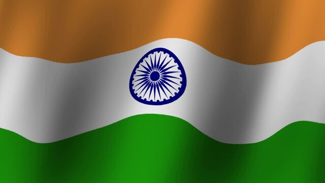 Happy India Independence Day  lettering text animation  with waving flag background and fireworks splash, Happy Independence India concept, for banner, social media feed wallpaper stories