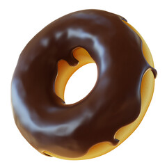 Chocolate donut or doughnut 3d rendering