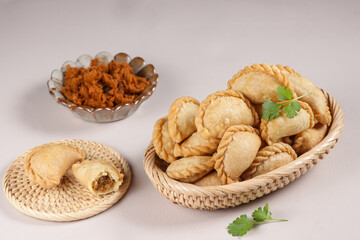 Pastel Kering Abon. Fried Pastel Cookies Filled With Beef Floss.