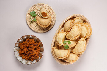 Pastel Kering Abon. Fried Pastel Cookies Filled With Beef Floss.