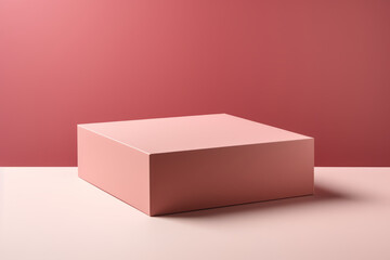Pink Rectangular Box on White Surface with Red Background