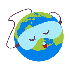 Kumpulan ikon jam bumi isometrik dengan orang-orang mematikan lampu memberikan waktu bagi planet untuk beristirahat ilustrasi vektor terisolasi