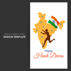Vector illustration of Hindi Diwas social media feed template