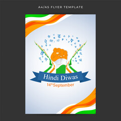 Vector illustration of Hindi Diwas social media feed A4 template