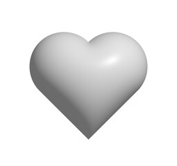 White heart isolated. Elements for valentine day. Mother day. 3d rendering. PNG with transparent background. Flat lay