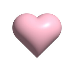 Pink heart isolated. Elements for valentine day. Mother day. 3d rendering. PNG with transparent background. Flat lay