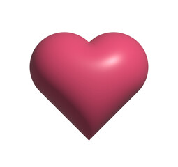 Magenta heart isolated. Elements for valentine day. Heart Day. Illustration of heart emoji icon. Mother day. 3d rendering. PNG with transparent background. Flat lay