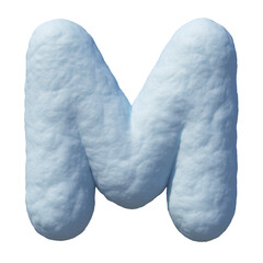 Snow font 3d rendering letter M