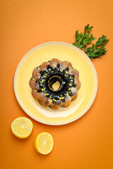 Tasty bake food concept - delicious lemon cake