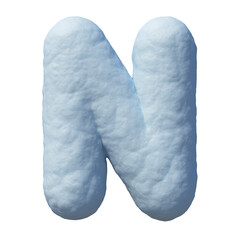 Snow font 3d rendering letter N
