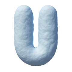 Snow font 3d rendering letter U