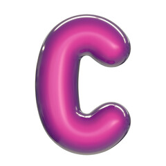 Round pink glossy font 3d rendering letter C
