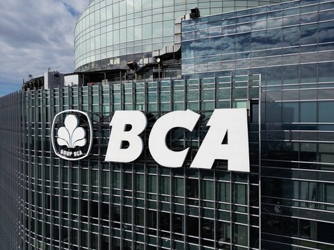 Aerial view of window glass of BCA tower in Jakarta city