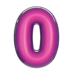 Round pink glossy font 3d rendering letter O
