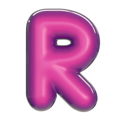 Round pink glossy font 3d rendering letter R
