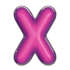 Round pink glossy font 3d rendering letter X