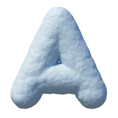 Snow font 3d rendering letter A