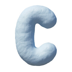 Snow font 3d rendering letter C