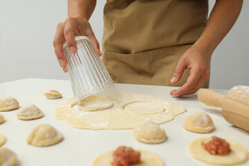 Cooking home food concept with raw dumplings