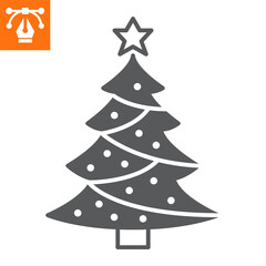 Christmas tree solid icon, glyph style icon for web site or mobile app, xmas wood and new year, fir tree vector icon, simple vector illustration, vector graphics with editable strokes.