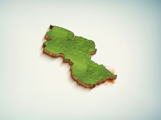 High-quality Guyana 3D soil map, Guyana 3D soil map render.