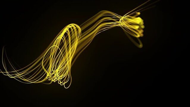 futuristic optical fiber particle lines Flowing or moving effect abstract loop animation on black background