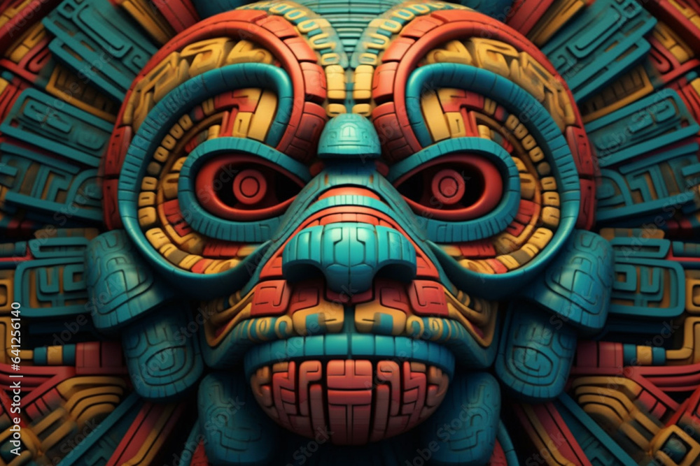 Leinwandbilder an abstract depiction of olmec jaguar imagery, with sleek lines and a bold color palette. generative