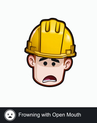 Construction Worker - Expressions - Concerned - Frowning with Open Mouth