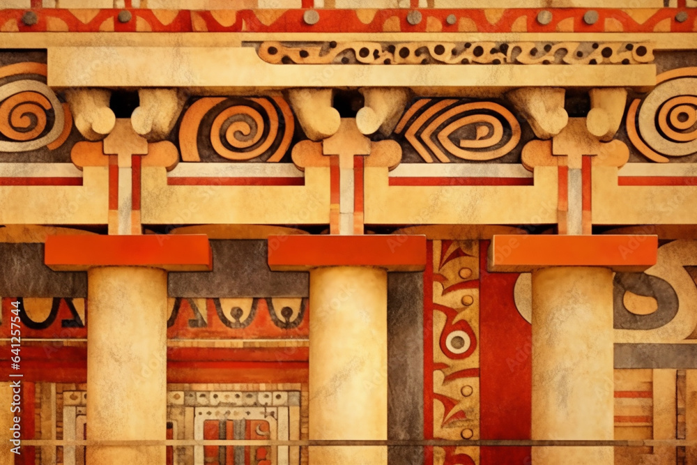 Leinwandbilder an abstract representation of a mycenaean megaron, with geometric patterns and warm tones. generativ