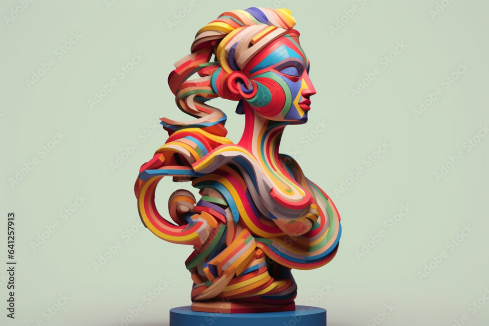 Leinwandbilder An abstract representation of Gupta sculpture, with fluid forms and graceful lines. Generative AI technology.