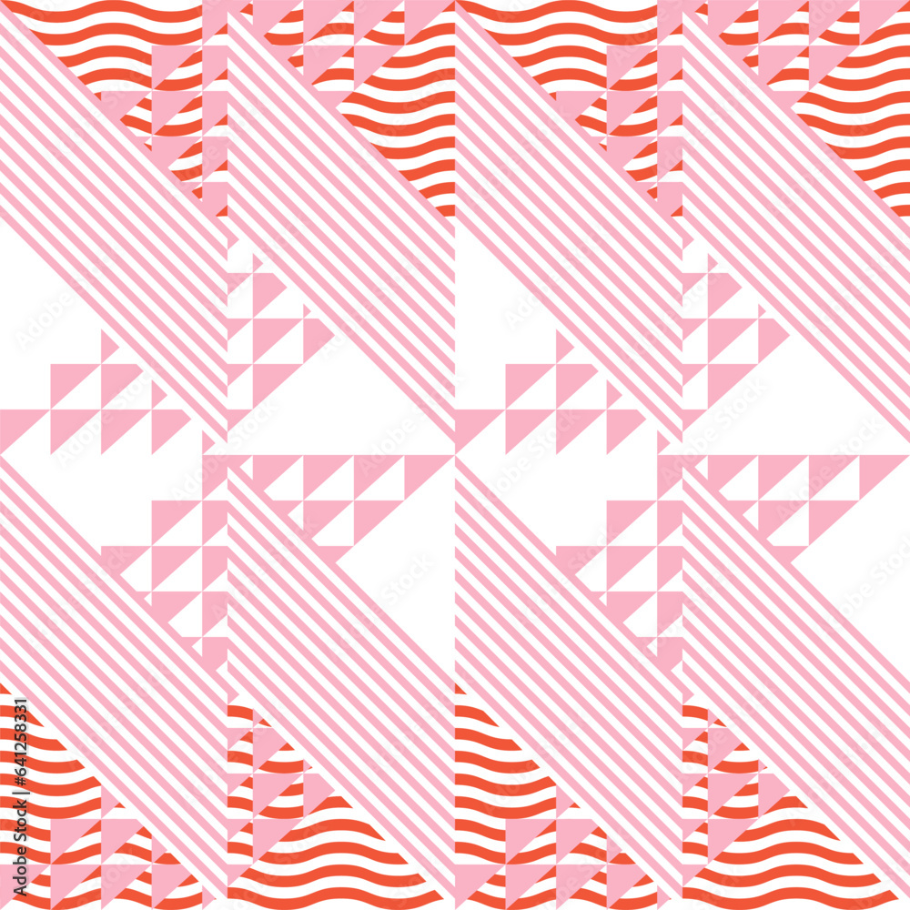 Leinwandbilder Modern abstract geometric contemporary vector seamless diagonal pattern with simple elements and shapes. Graphic pastel colored minimalist background.