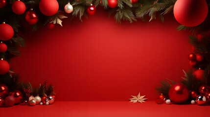 christmas background with balls and fir branches