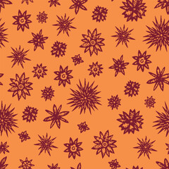 Orange flowers pattern. Can be printed on any material: package, merch, fabric, home.